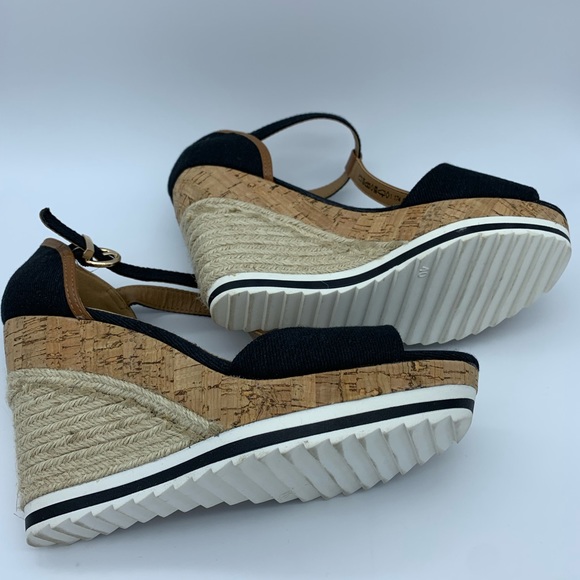 Catwalk Braided Open Toe Wedge Blue Tan Brown 10 - Picture 7 of 9